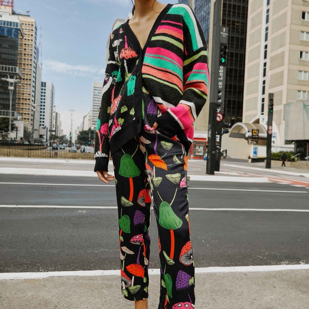 Farm Rio Boho Pants - mushroom printing